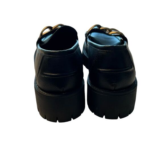 CCOCCI Women’s 9 Sutton Loafers Black Chunky Gold Chain Accent Lug Academia - Picture 8 of 11